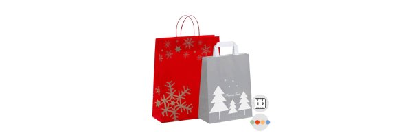 Papiertragetaschen mit Weihnachtsmotiv