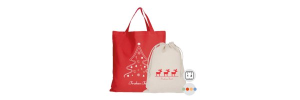 Baumwollbeutel und - Taschen mit Weihnachtsmotiv