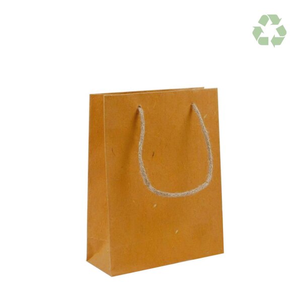 ZEROTREE® Tasche - Format 20+08x26 cm - Baumwollreste & Jutefasern - braun