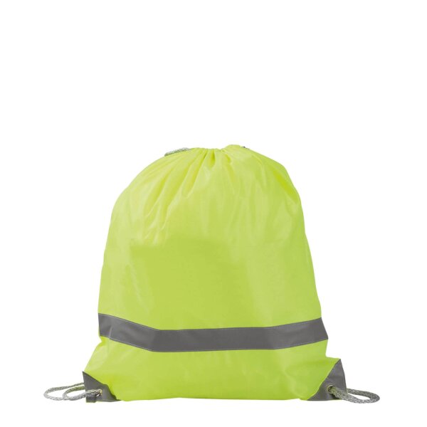 Nylon-Rucksack mit Reflektorband - Format 36x40 cm - fluorgelb