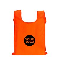 Etui mit Druckknopf & Karabinerhaken - faltbare Einkaufstasche 40x38 cm - orange