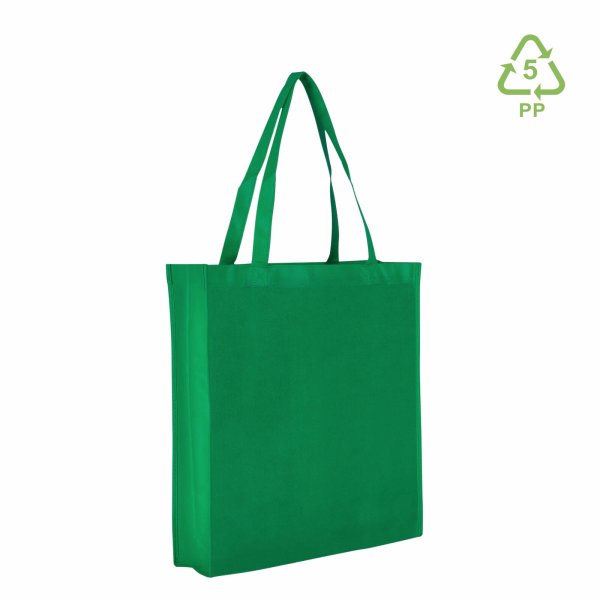 Non-Woven Shopper mit Boden- und Seitenfalte - Hochformat 38+10x42 cm - grün