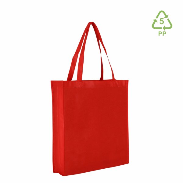 Shopper Non-Woven - Vliestaschen mit zwei langen Henkeln - Boden- und Seitenfalte - Format 38+10x42 cm - rot