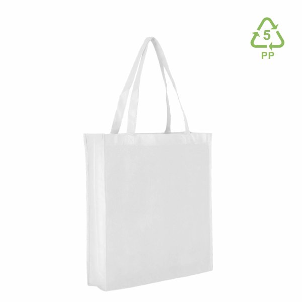 Shopper Non-Woven - Vliestaschen mit zwei langen Henkeln - Boden- und Seitenfalte - Format 38+10x42 cm - weiß