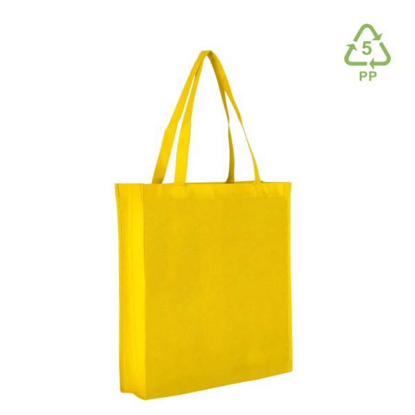 Non-Woven Shopper mit Boden- und Seitenfalte - Hochformat 38+10x42 cm - gelb