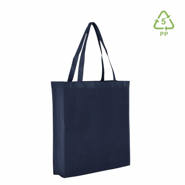 Shopper Non-Woven - Vliestaschen mit zwei langen Henkeln - Boden- und Seitenfalte - Format 38+10x42 cm - dunkelblau
