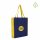 Non-Woven Shopper mit Boden- und Seitenfalte - Hochformat 38+10x42 cm - dunkelblau/gelb - bedruckt