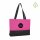 Non-Woven Shopper mit Boden- und Seitenfalte - Querformat 38+10x29 cm - pink/schwarz - bedruckt