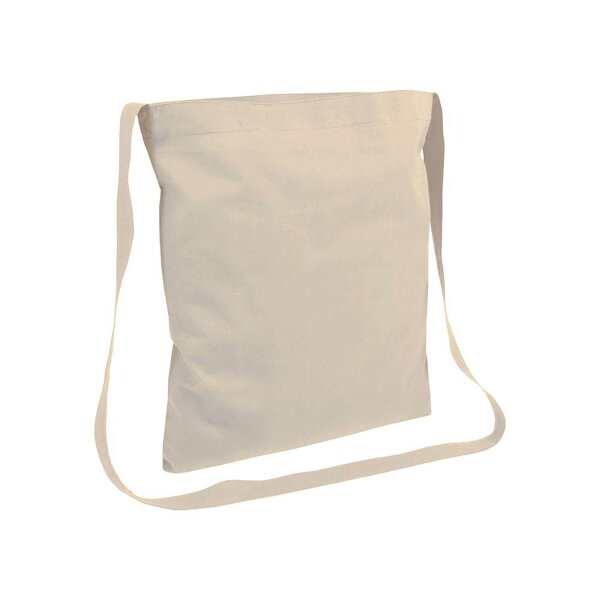 Baumwolltasche mit einer langen Umhängeschlaufe / Henkel - Format 38x42 cm - natur