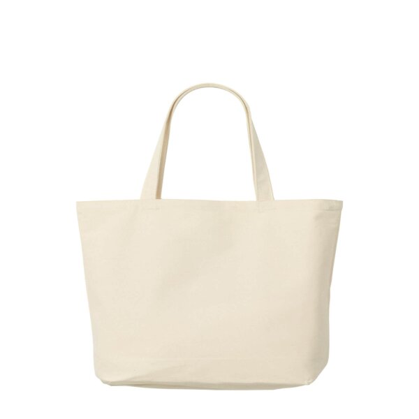 Baumwolltasche mit Bodenfalte und mittellangen Griffen - schwere Qualität 190 g/m² - Format 46x35+12 cm - natur