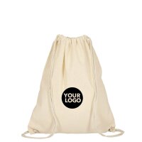 Baumwollrucksack - Format 38x46 cm - Tragekordeln - natur...