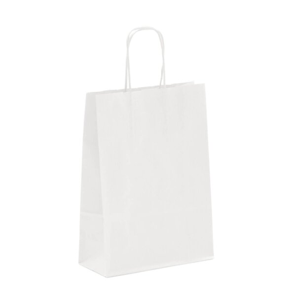 Papiertragetasche mit Papierkordeln - 22+10x28 cm – weiß