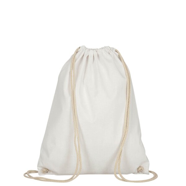 Baumwollrucksack - Format 38x46 cm - Tragekordeln - weiß