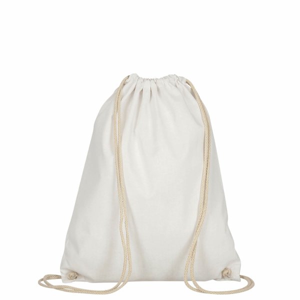 Rucksack aus Baumwolle mit zwei Tragekordeln - Format 38x46 cm - weiß