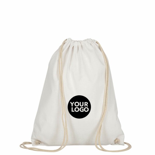 Rucksack aus Baumwolle mit zwei Tragekordeln - Format 38x46 cm - weiß