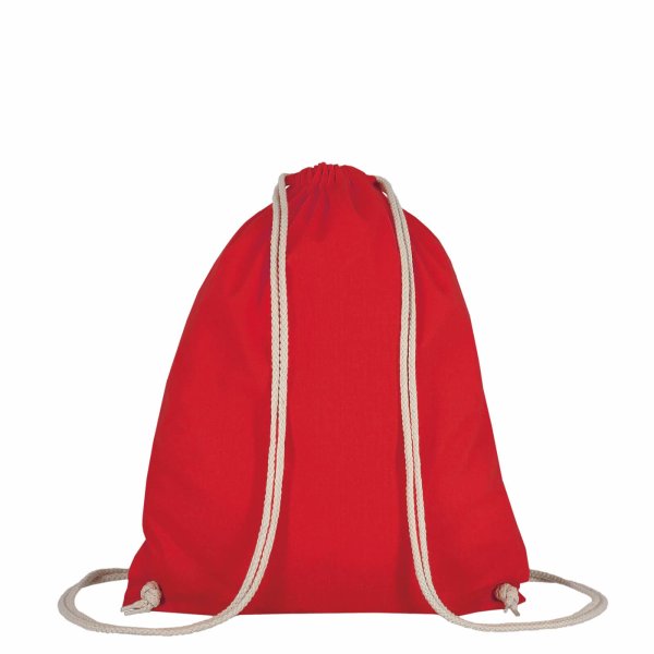 Rucksack aus Baumwolle mit zwei Tragekordeln - Format 38x46 cm - rot