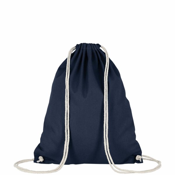 Rucksack aus Baumwolle mit zwei Tragekordeln - Format 38x46 cm - dunkelblau