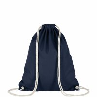 Rucksack aus Baumwolle mit zwei Tragekordeln - Format 38x46 cm - dunkelblau