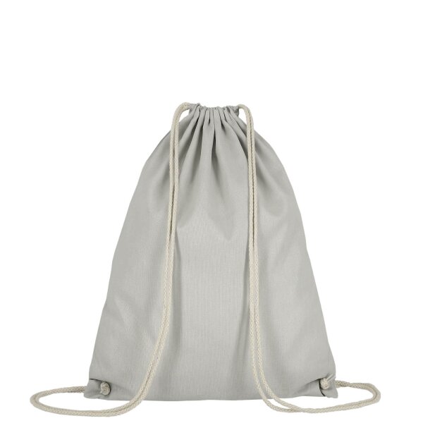 Baumwollrucksack - Format 38x46 cm - Tragekordeln - hellgrau