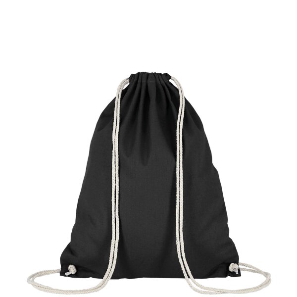 Baumwollrucksack - Format 38x46 cm - Tragekordeln - schwarz