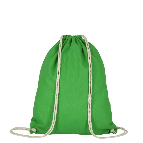 Baumwollrucksack - Format 38x46 cm - Tragekordeln - grün