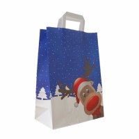 Weihnachtstasche Papier - 26+12x35 cm - Flachhenkel - VPE...