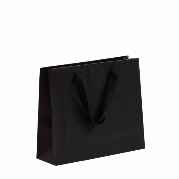 Exklusive Papiertasche - 32+10x27 cm - DeLuxe Royal UNI - schwarz