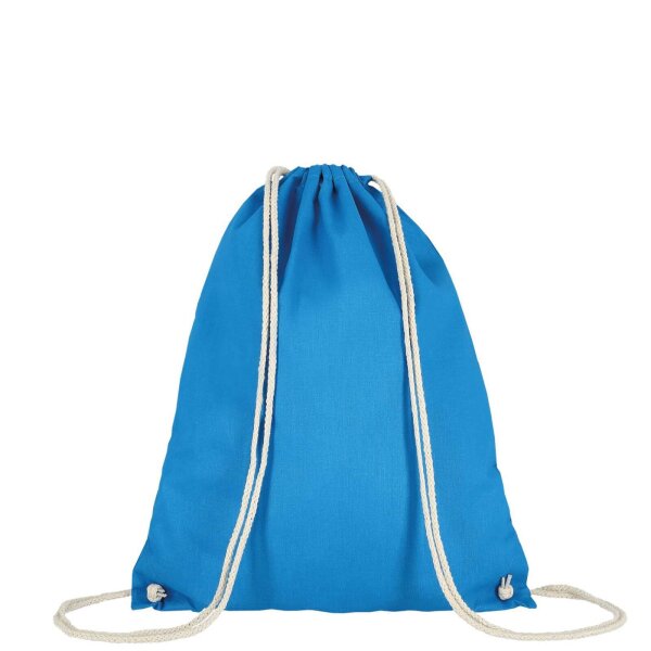 Baumwollrucksack - Format 38x46 cm - Tragekordeln - hellblau