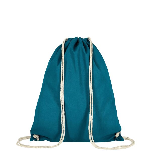 Baumwollrucksack - Format 38x46 cm - Tragekordeln - petrol