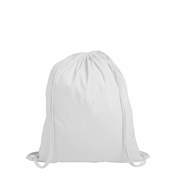 Rucksack aus Baumwolle mit zwei Tragekordeln - Format 38x42 cm - weiß