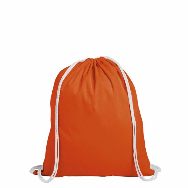 Rucksack aus Baumwolle mit zwei Tragekordeln - Format 38x42 cm - orange