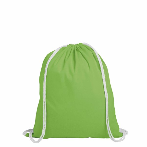 Rucksack aus Baumwolle mit zwei Tragekordeln - Format 38x42 cm - limone - hellgrün