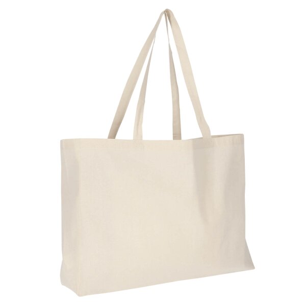 XL-Baumwolltasche mit Boden- & Seitenfalte 48+12x36 cm - natur