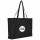 XL-Shopper aus Baumwolle mit Boden-/Seitenfalte und zwei langen Henkeln - Format 48+12x36 cm - schwarz