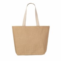 Jute-Einkaufstasche mit beigen Baumwollgriffen - Format...