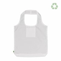 Faltbare Einkaufstasche aus Recycling PET mit innen eingenähtem Steckfach - Format ca. 42x45 cm - weiß