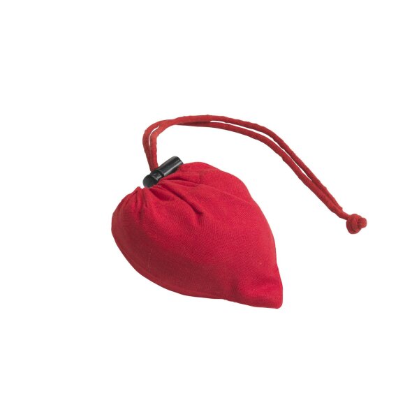 Faltbare Baumwolltasche - Format 38x38 cm - Erdbeerform - rot - zusammengefaltet