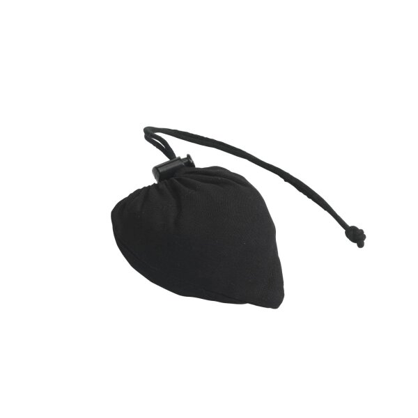 Faltbare Baumwolltasche - Format 38x38 cm - Erdbeerform - schwarz - zusammengefaltet