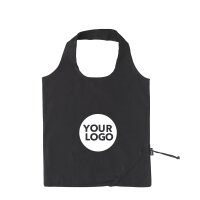 Faltbare Baumwolltasche - Format 38x38 cm - Erdbeerform - schwarz - bedruckt