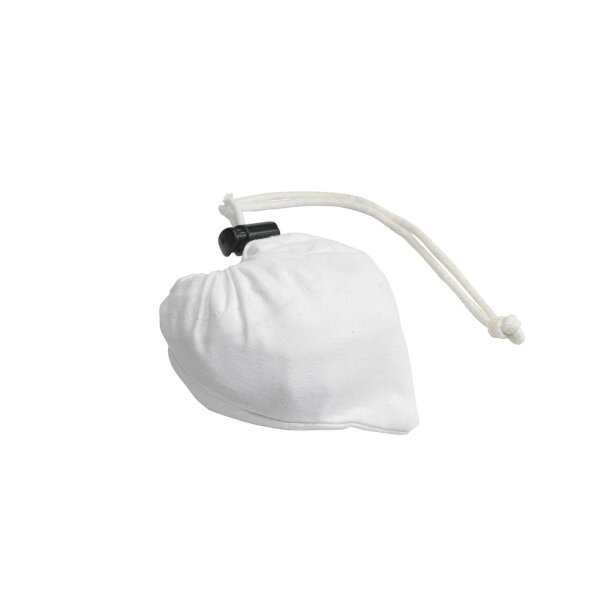 Faltbare Baumwolltasche - Format 38x38 cm - Erdbeerform - weiß - zusammengefaltet