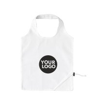 Faltbare Baumwolltasche - Format 38x38 cm - Erdbeerform - weiß - bedruckt