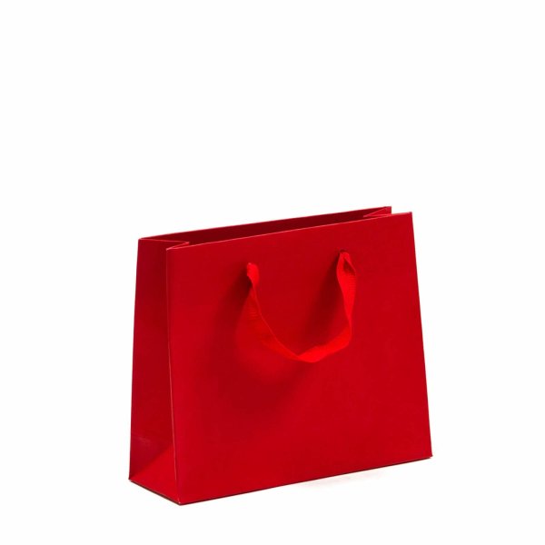 Exklusive Papiertasche - 24+08x20 cm - DeLuxe Royal UNI - rot