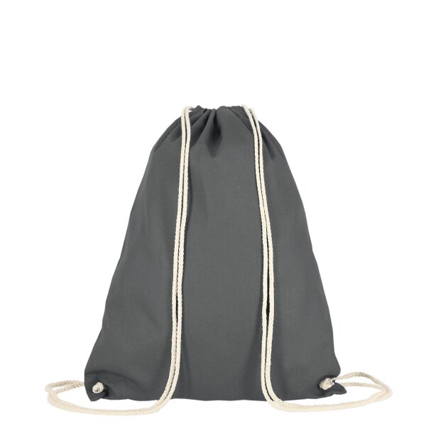 Baumwollrucksack - Format 38x46 cm - Tragekordeln - stahlgrau