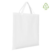 Große Non-Woven Tasche XL mit kurzen Griffen im Format 50x50cm - weiß - seitlich