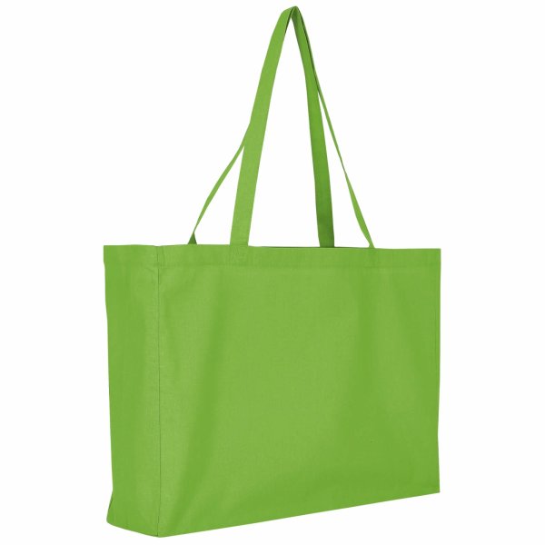 XL-Baumwolltasche mit Boden- & Seitenfalte 48+12x36 cm - hellgrün