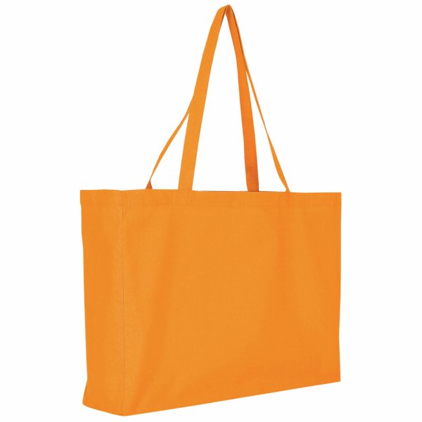 XL-Baumwolltasche mit Boden- & Seitenfalte 48+12x36 cm - orange