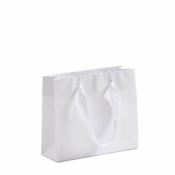 Exklusive Papiertasche - 24+08x20 cm - DeLuxe Royal UNI - weiß