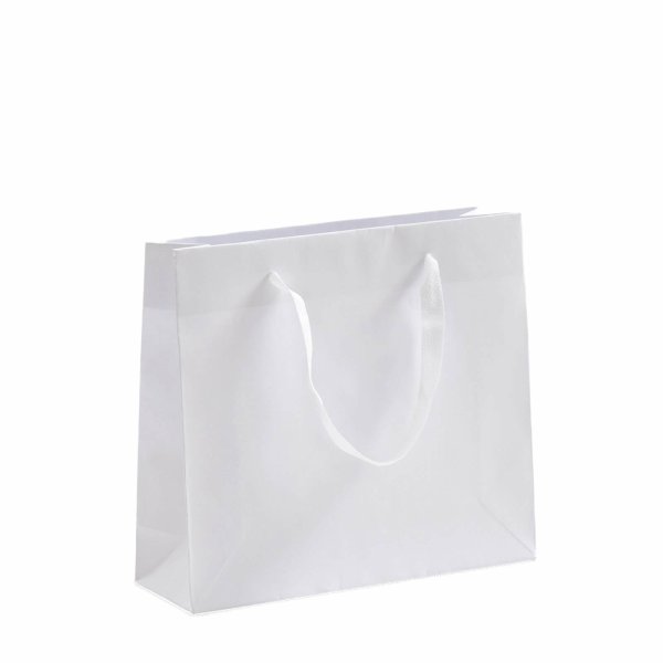 Exklusive Papiertasche - 32+10x27 cm - DeLuxe Royal UNI - weiß