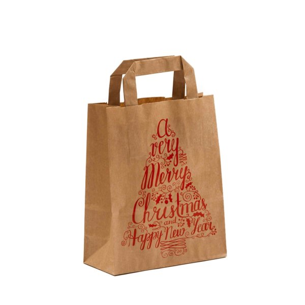 Weihnachtliche Papiertasche 18+08x22 cm - Merry Christmas