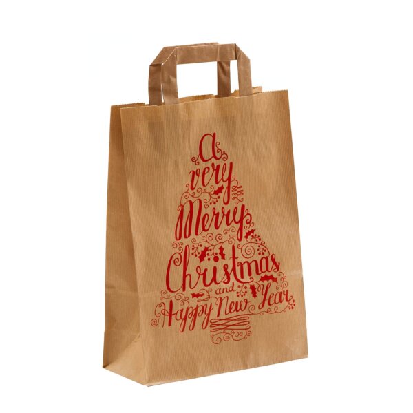 Weihnachtliche Papiertasche 22+10x31 cm - Merry Christmas